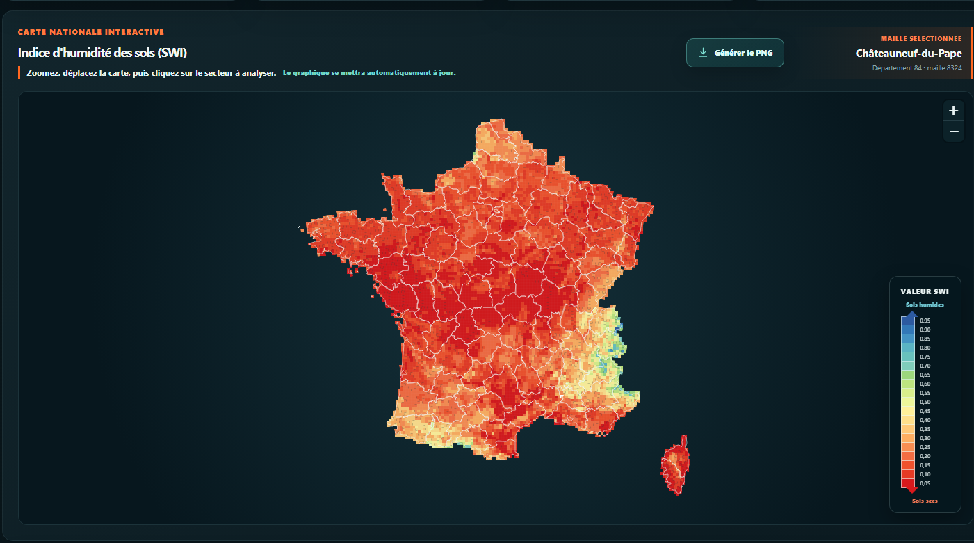 Carte interactive de l’indice d’humidité des sols en France